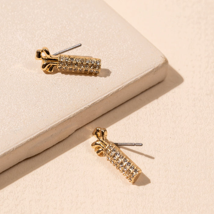 Golf Bag 18K Gold Dip Stud Earrings