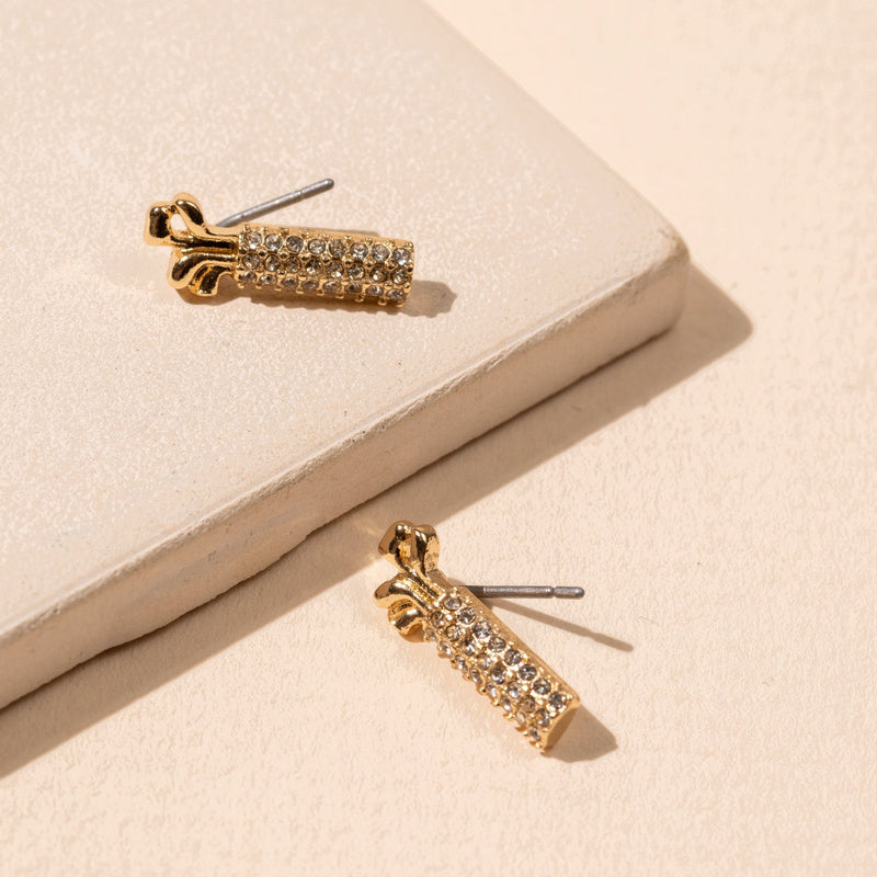 Golf Bag 18K Gold Dip Stud Earrings