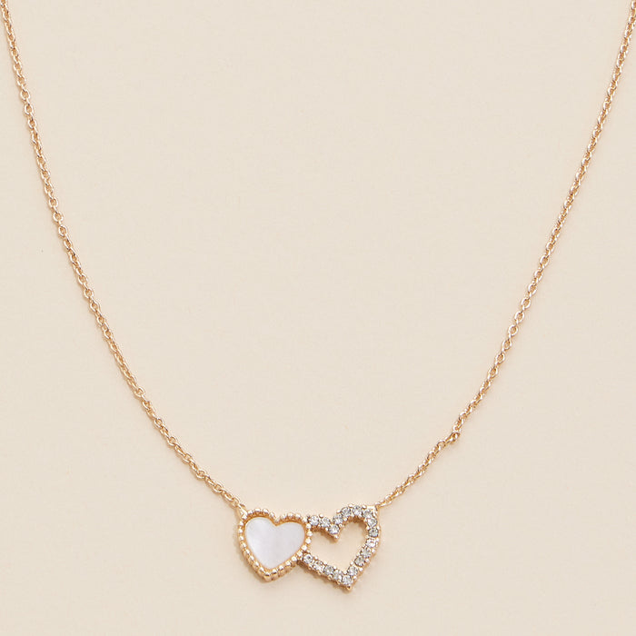Double Heart Pendant Necklace