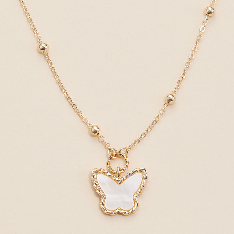 Butterfly Shell Charm Short Necklace