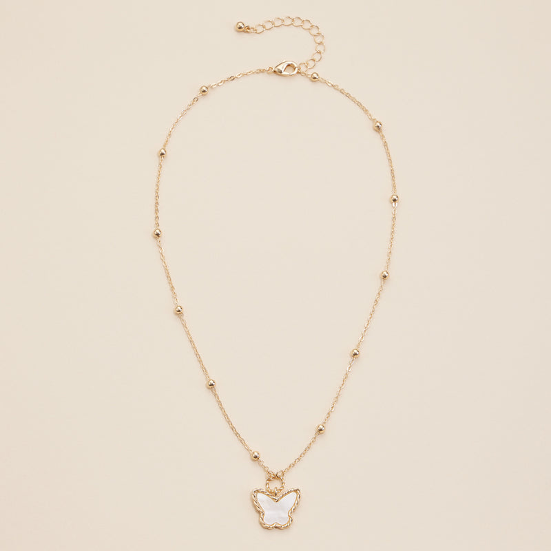 Butterfly Shell Charm Short Necklace
