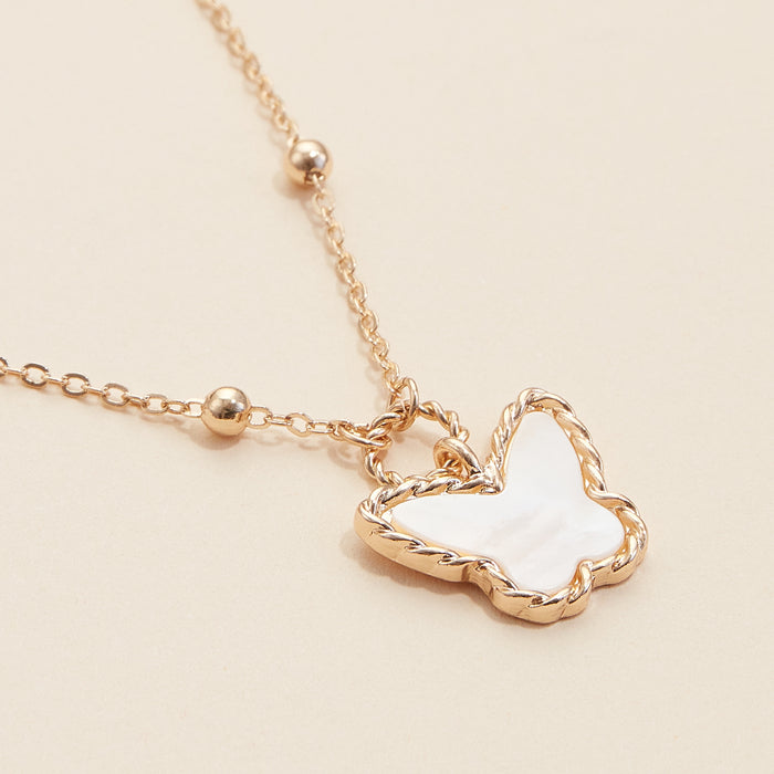 Butterfly Shell Charm Short Necklace