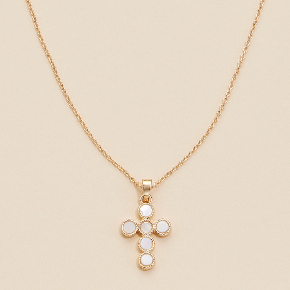 Cross Shell Charm Short Necklace