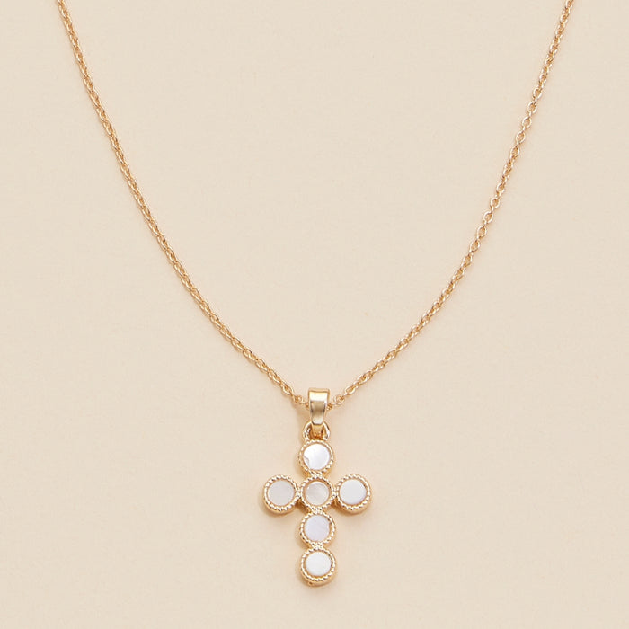 Cross Shell Charm Short Necklace