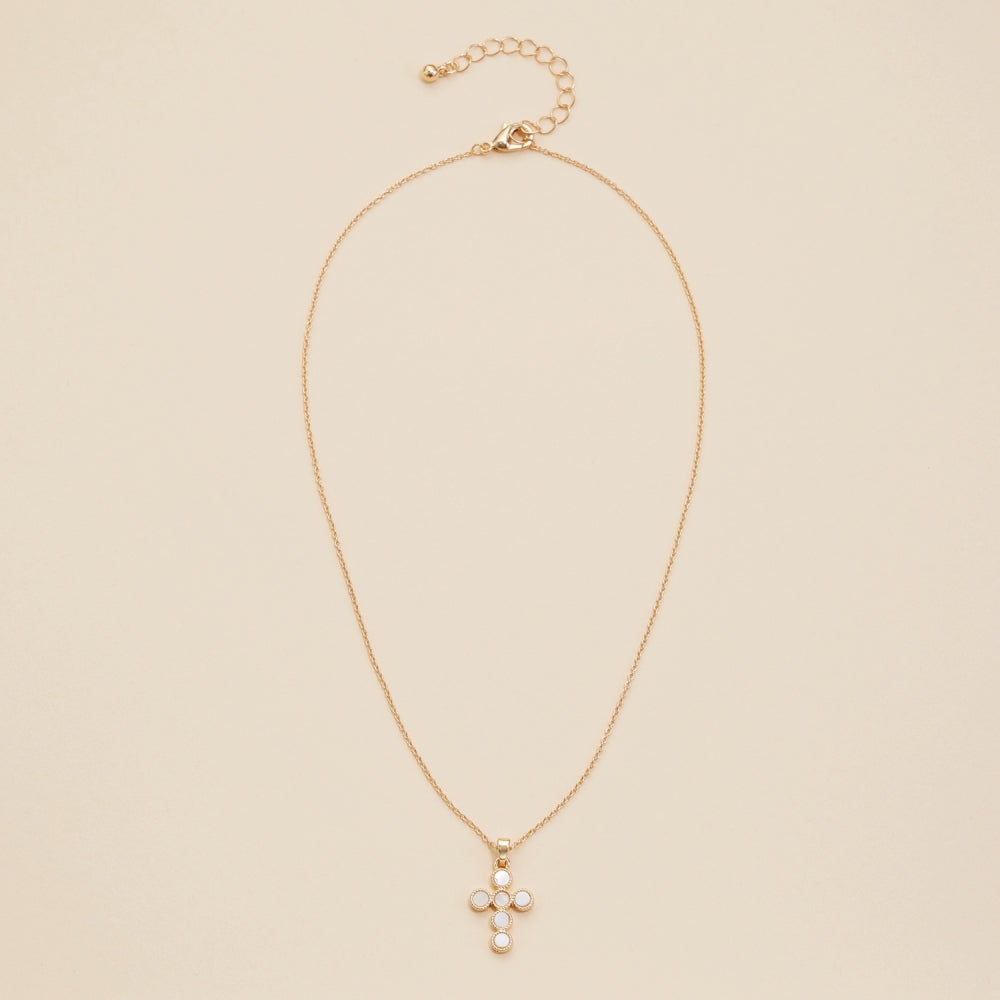 Cross Shell Charm Short Necklace