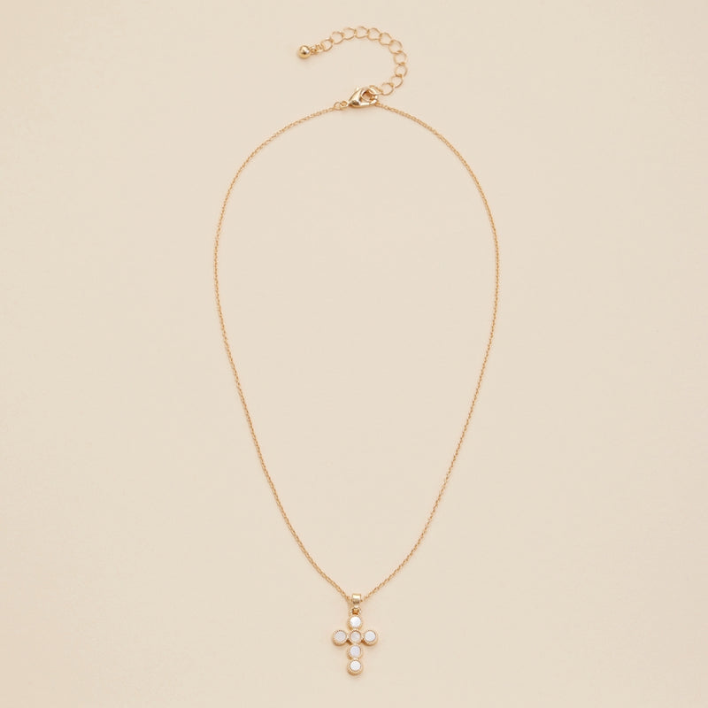 Cross Shell Charm Short Necklace