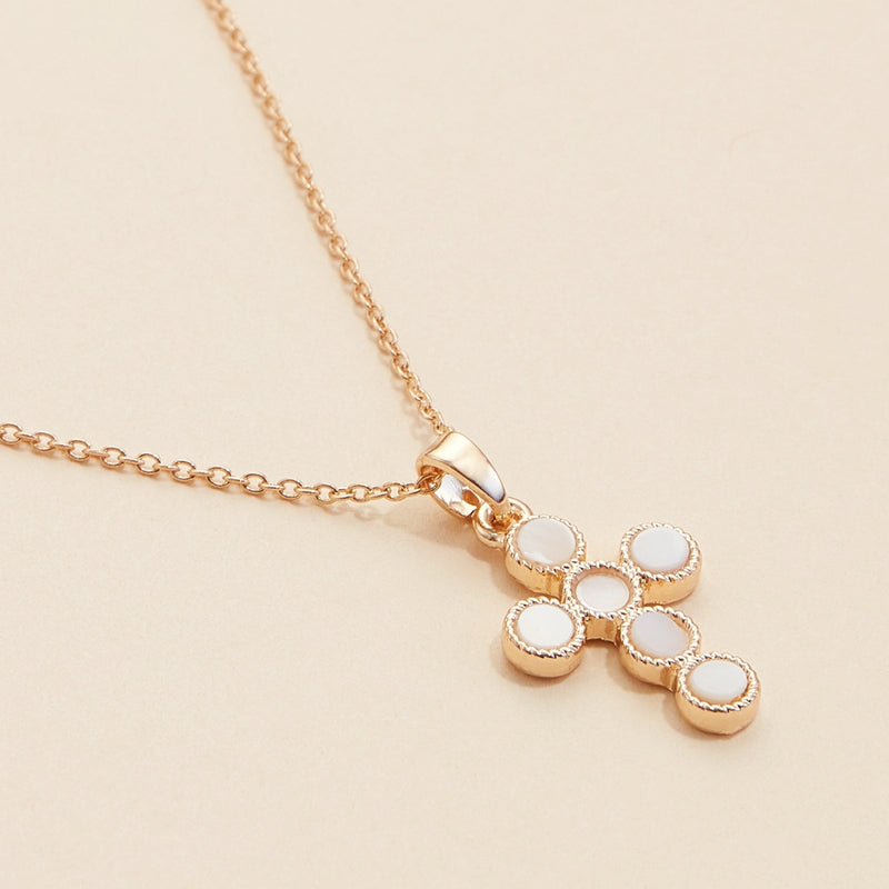 Cross Shell Charm Short Necklace