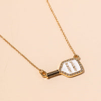 18K Gold Enamel Pickleball Paddle Necklace | Sports Jewelry