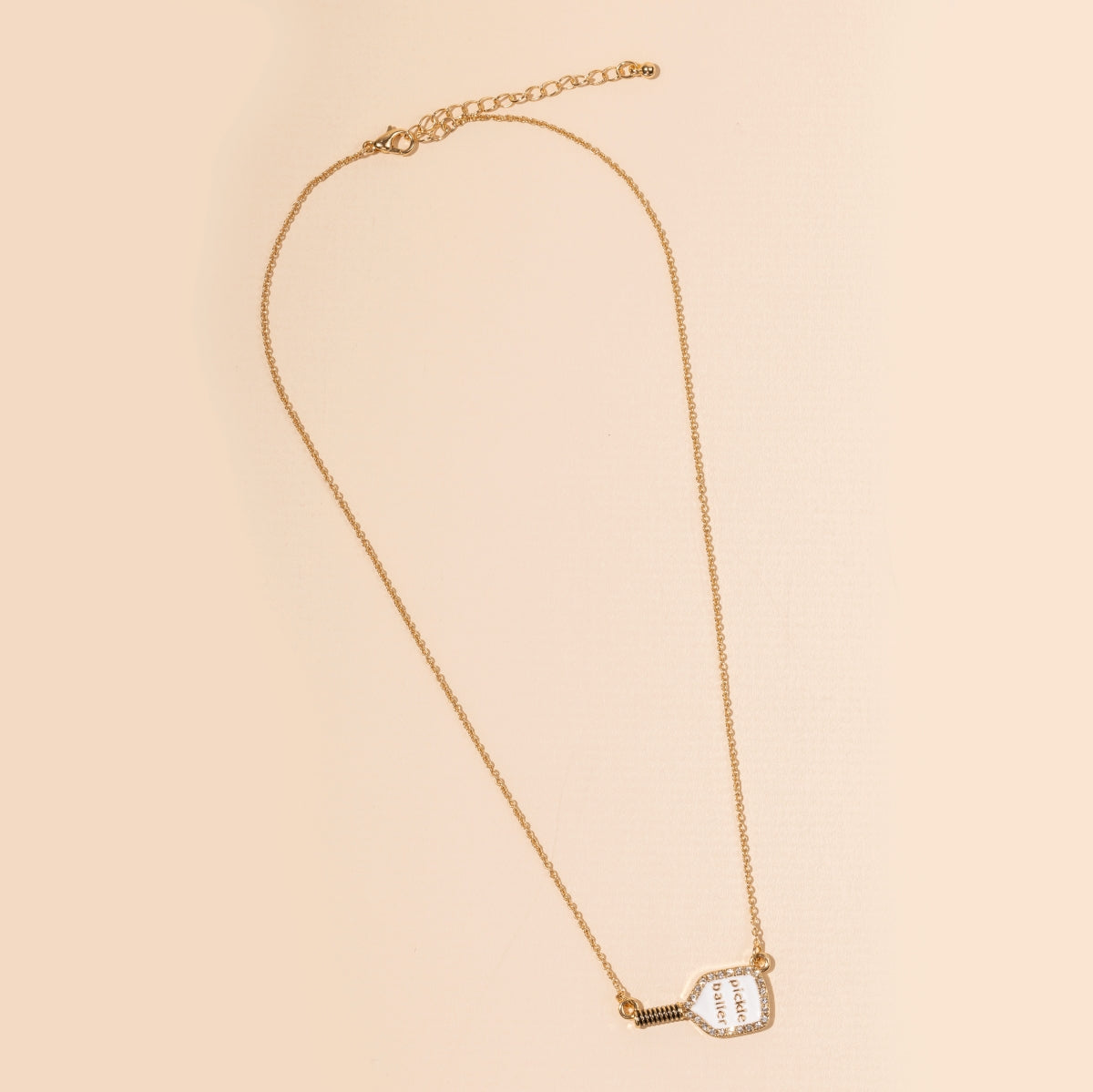18K Gold Enamel Pickleball Paddle Necklace | Sports Jewelry