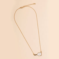 18K Gold Enamel Pickleball Paddle Necklace | Sports Jewelry