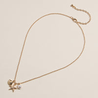 Seashell and Starfish Charm Necklace with Pearl