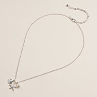 Seashell and Starfish Charm Necklace with Pearl