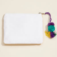 Mardi Gras Zip Pouch – Festive Masquerade Clutch with Tassel
