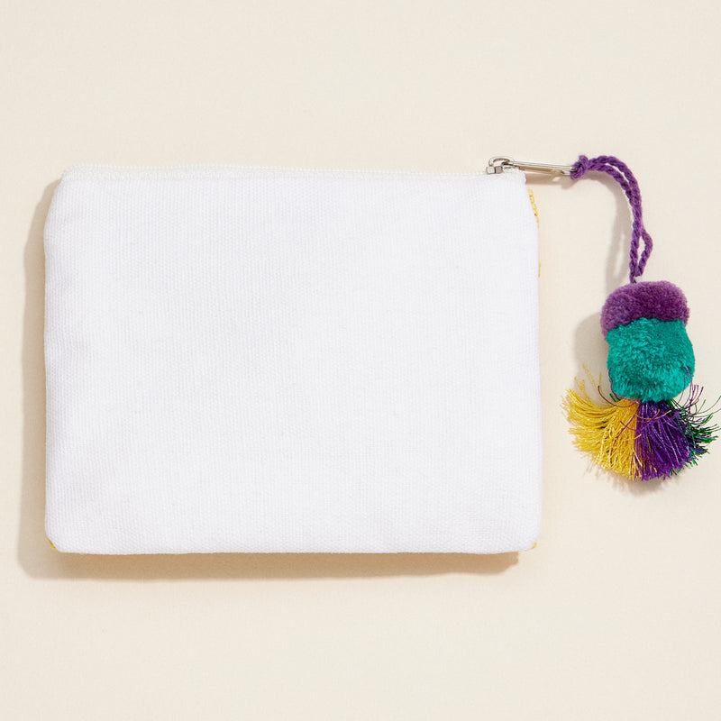 Mardi Gras Zip Pouch – Festive Masquerade Clutch with Tassel