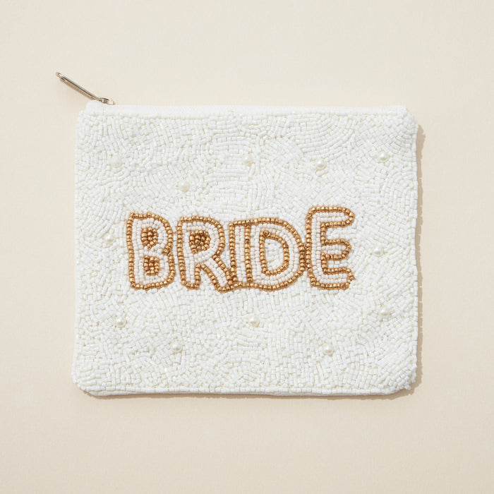 BRIDE Seed Bead Canvas Coin Pouch