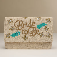 Beaded "Bride to Be" Clutch Purse – Handmade Bridal Party Bag with Gold Chain