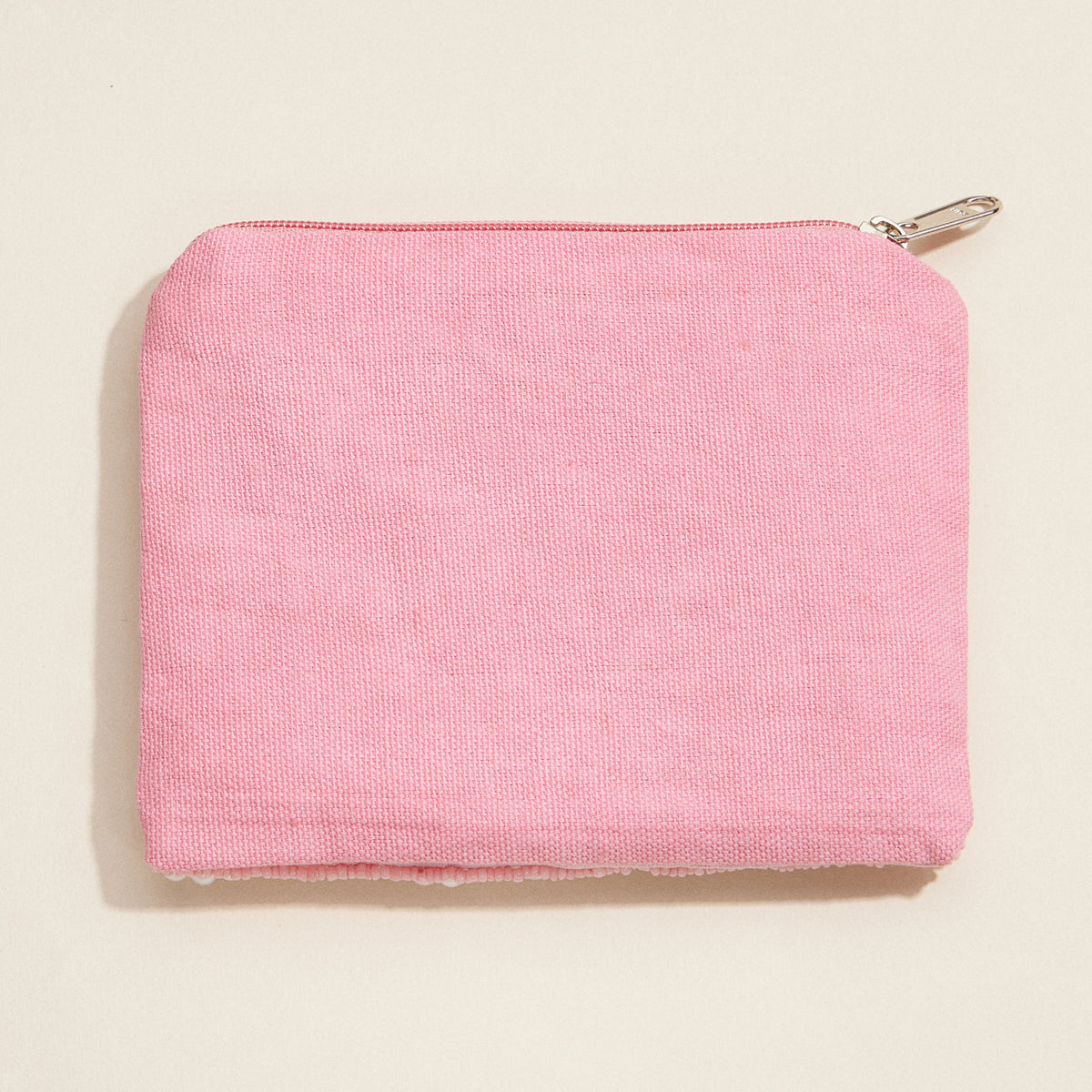 Beaded Pink Flamingo Zip Pouch – Glam Pearl-Embellished Clutch