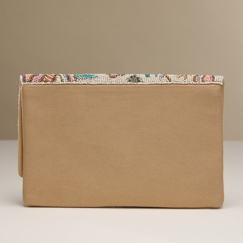 Beaded Floral Clutch with Chain Strap