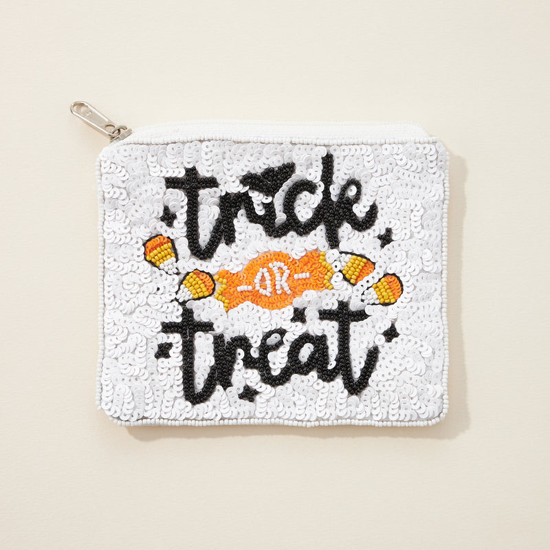Trick or Treat Seed Bead Canvas Pouch