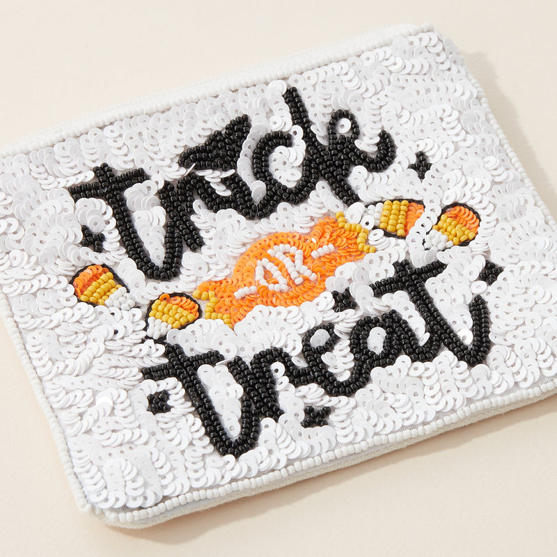 Trick or Treat Seed Bead Canvas Pouch