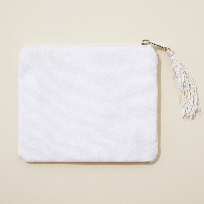 BRIDE AB Stone Seed Bead Canvas Pouch with a Tassel