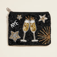 New Year's Eve Beaded Clutch – Sparkling Champagne Toast Party Pouch