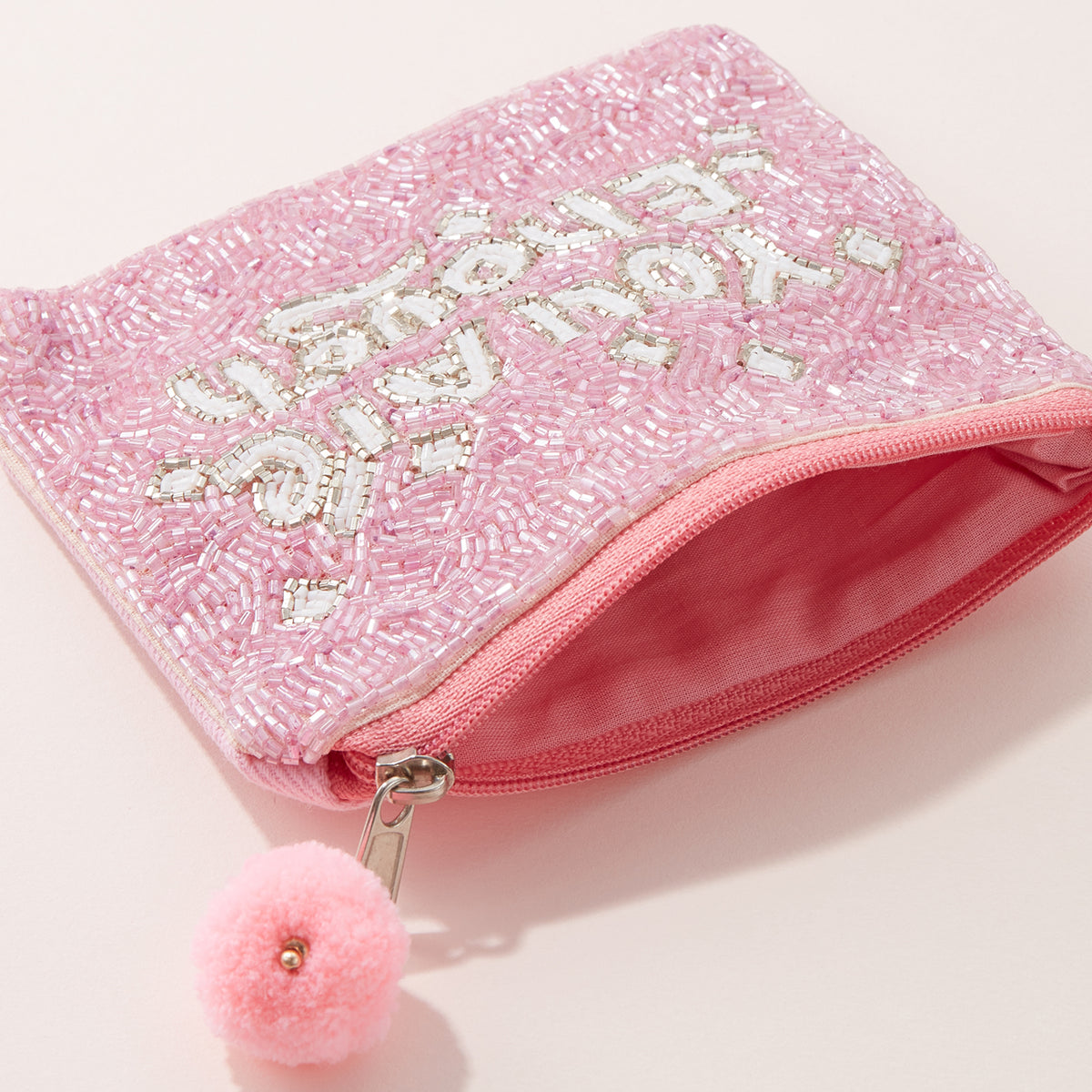 You Are Enough Pink Beaded Inspirational | Coin Pouch
