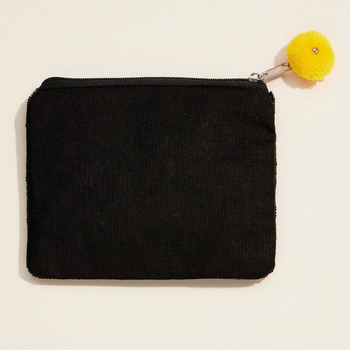 New Year, Better Me Beaded Pouch – Motivational Black & Gold Clutch