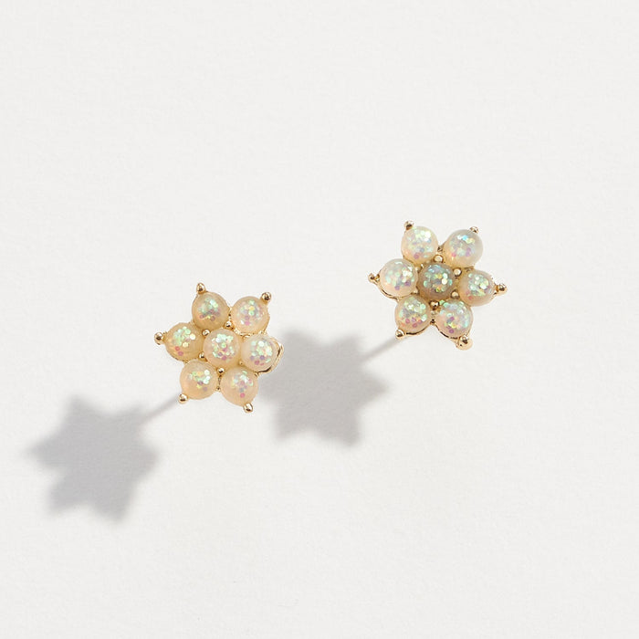 Dainty Opal Flower Stud Earrings