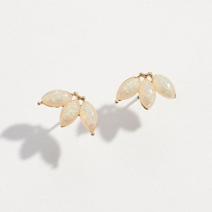 Dainty Opal Petals Stud Earrings