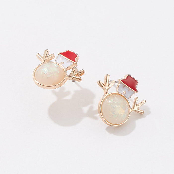 Opal Snowman Stud Earrings