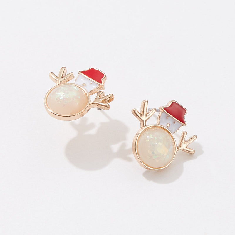 Opal Snowman Stud Earrings