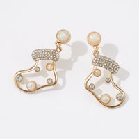 Opal with Rhinestone Socks Dangle Earrings