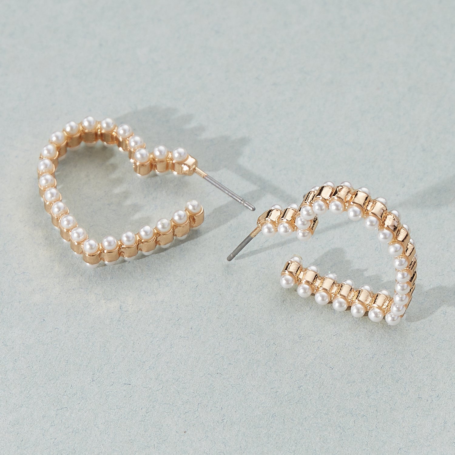 ■TATIANA■ Lettering Pearl Heart Hoop Earring EC1948 500239 Tatiana Pearl Earrings