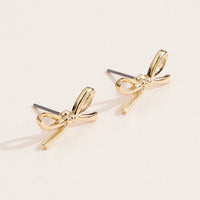 Dainty Metal Gold Bow Stud Earrings – Minimalist & Elegant Knot Earrings