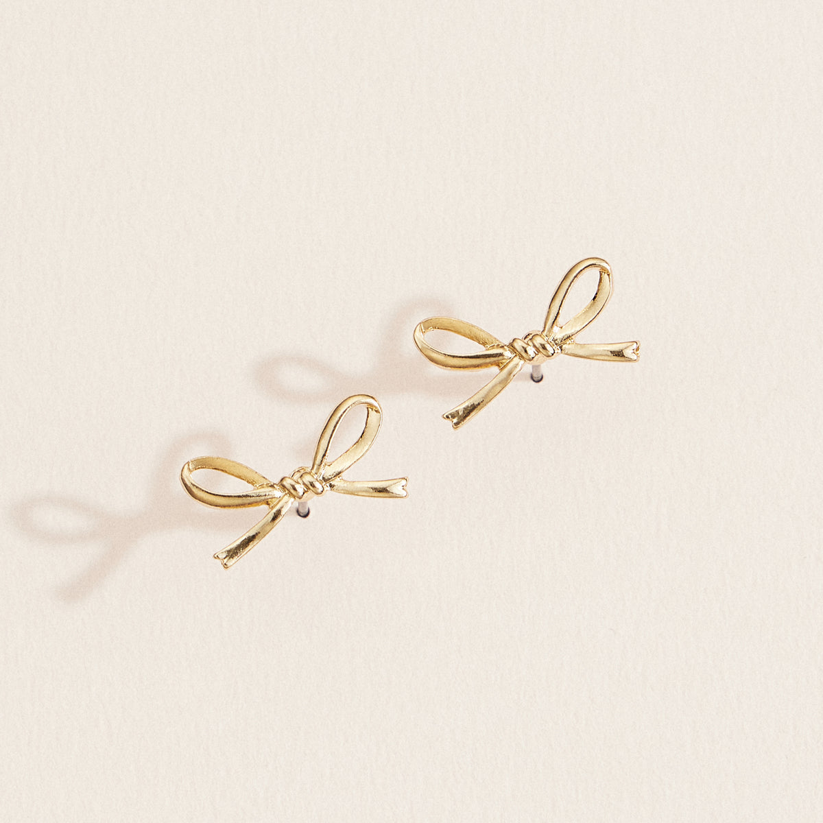 Dainty Metal Gold Bow Stud Earrings – Minimalist & Elegant Knot Earrings