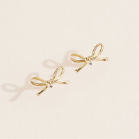 Dainty Metal Gold Bow Stud Earrings – Minimalist & Elegant Knot Earrings