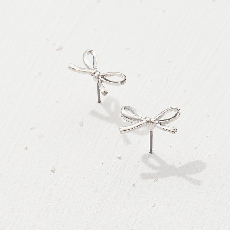 Dainty Metal Gold Bow Stud Earrings – Minimalist & Elegant Knot Earrings