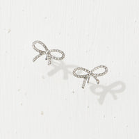 Rhinestone on Metal Ribbon Earrings