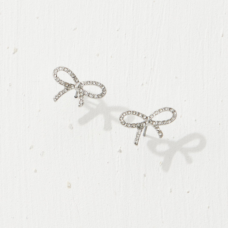 Rhinestone on Metal Ribbon Earrings