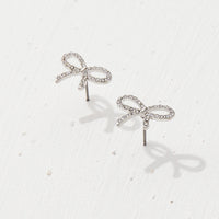 Rhinestone on Metal Ribbon Earrings