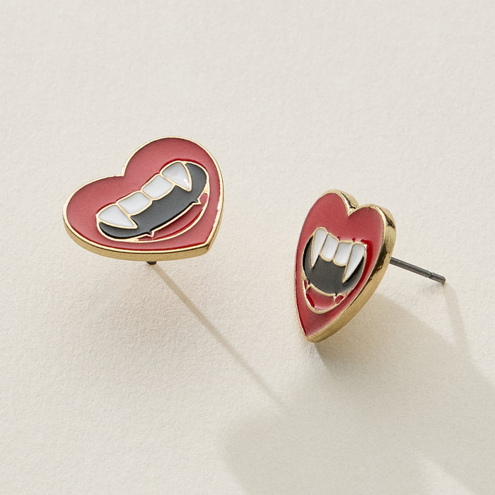 heart stud earrings, gothic jewelry