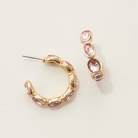 Color Rhinestone Hoop Earrings