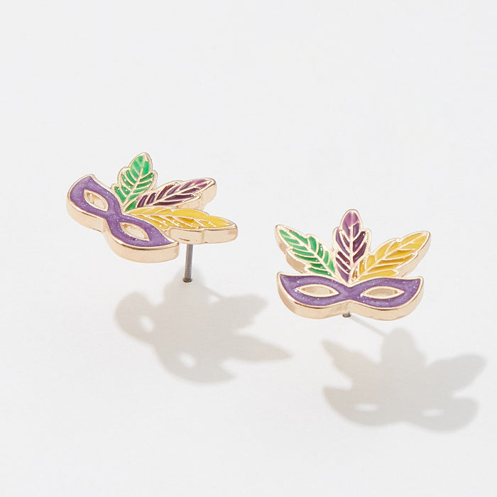 Mask Mardi Gras Post Earrings