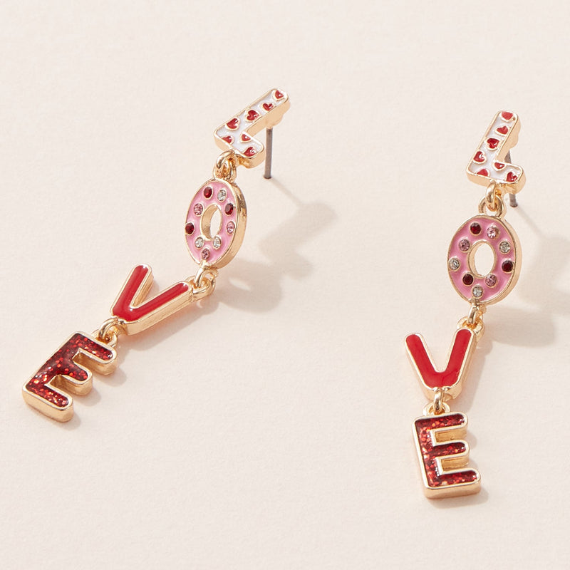 "Love" Linear Earrings for Valentine's Day or Special Day