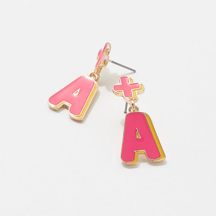A+ Enamel Post Earrings for Teacher's Day