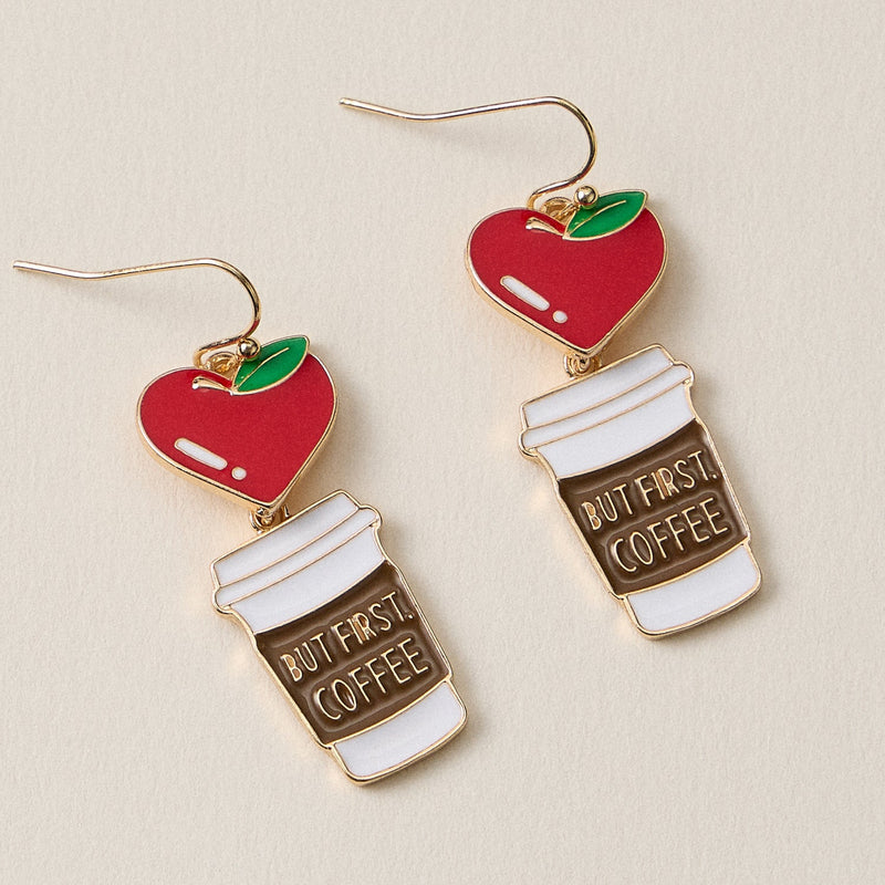 But First Coffee Teacher Earrings
