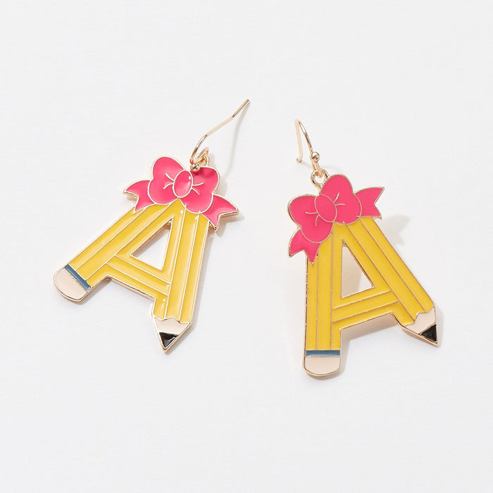 Pencil Enamel Dangling Earrings for Teacher's Day