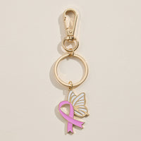 Butterfly Pink Ribbon Keychain
