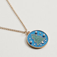 Christmas Tree Pendant Necklace | Glitter Enamel Pearl Necklace